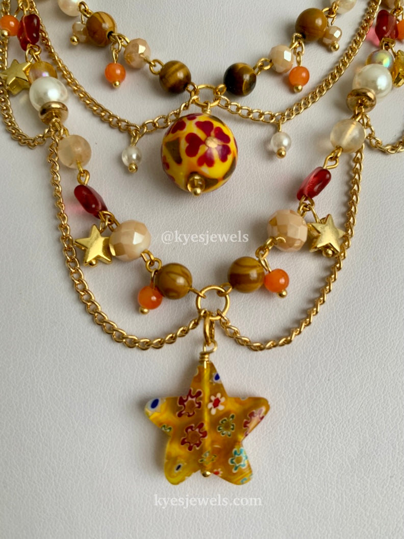 Gold Star Brown Necklace