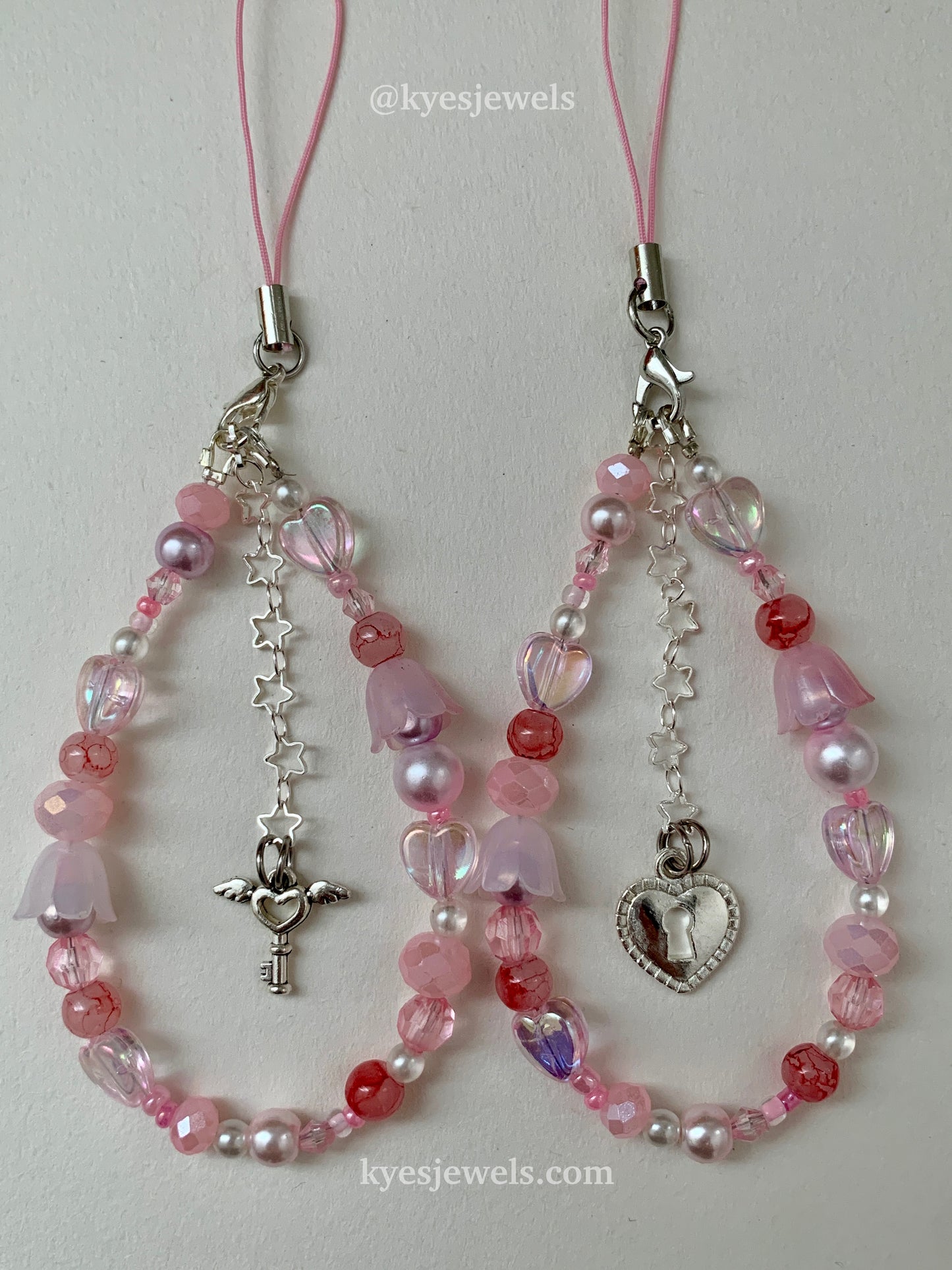 Heart Key and Locket Matching Phone Charms