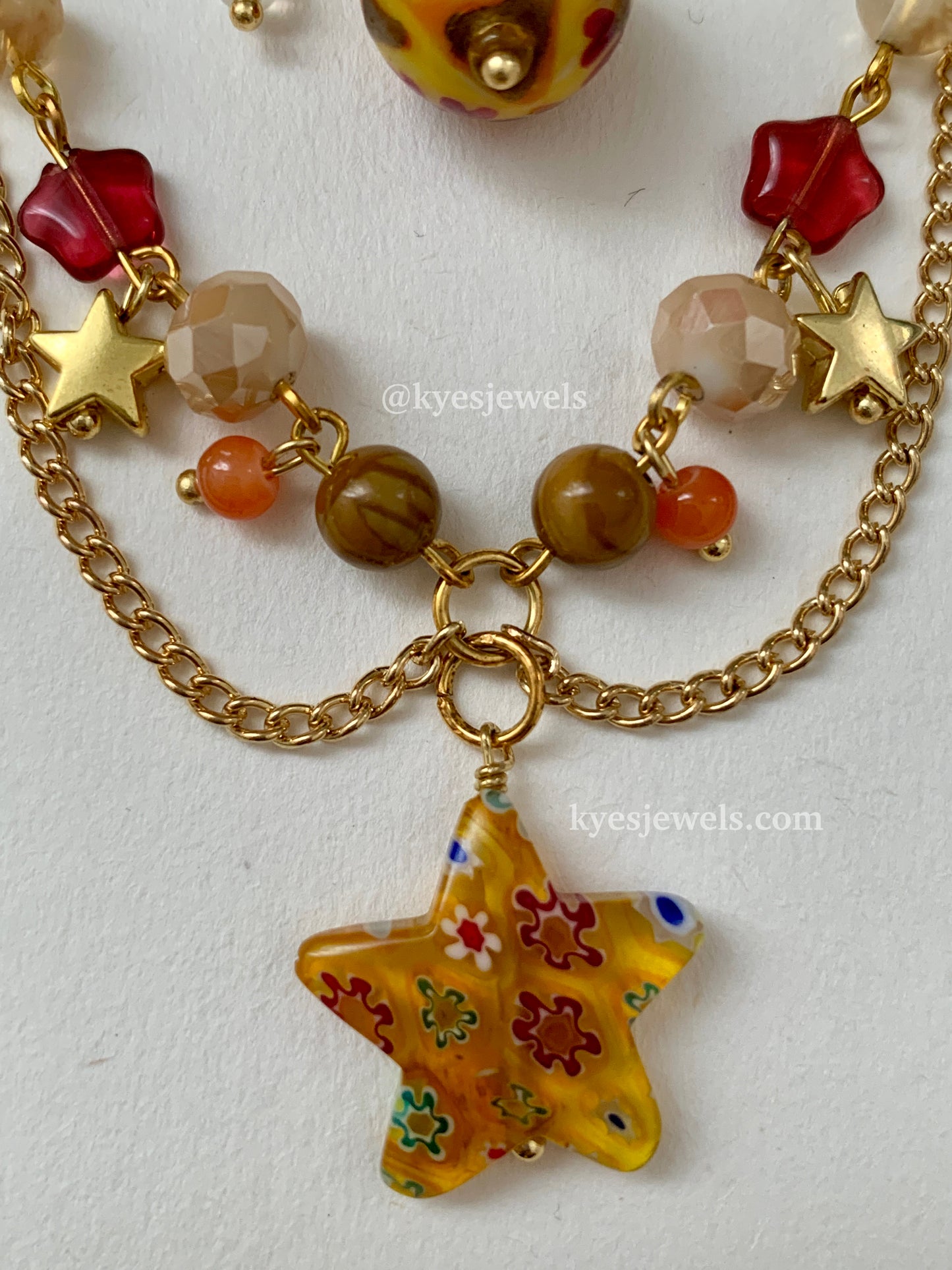 Gold Star Brown Necklace