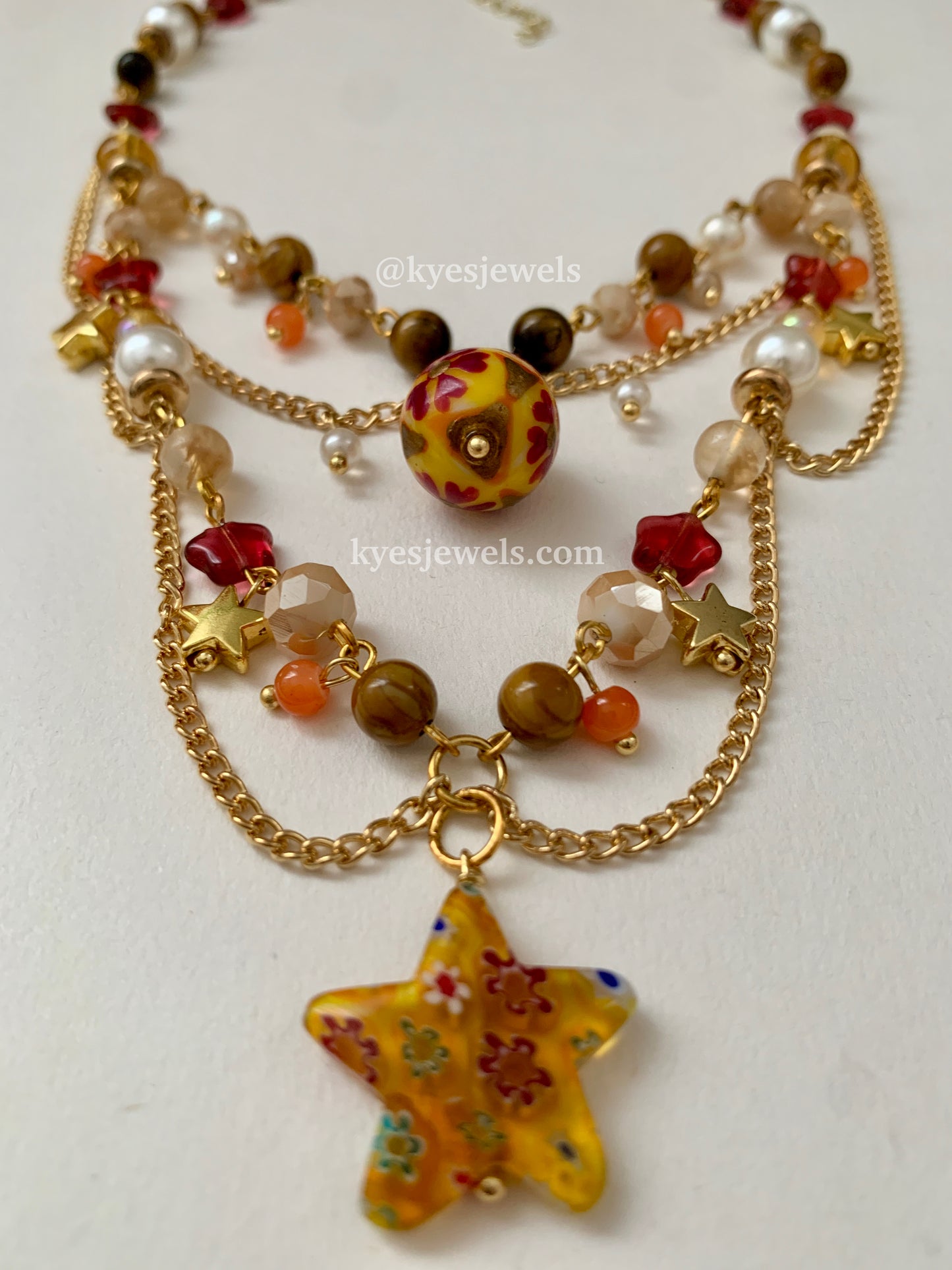 Gold Star Brown Necklace