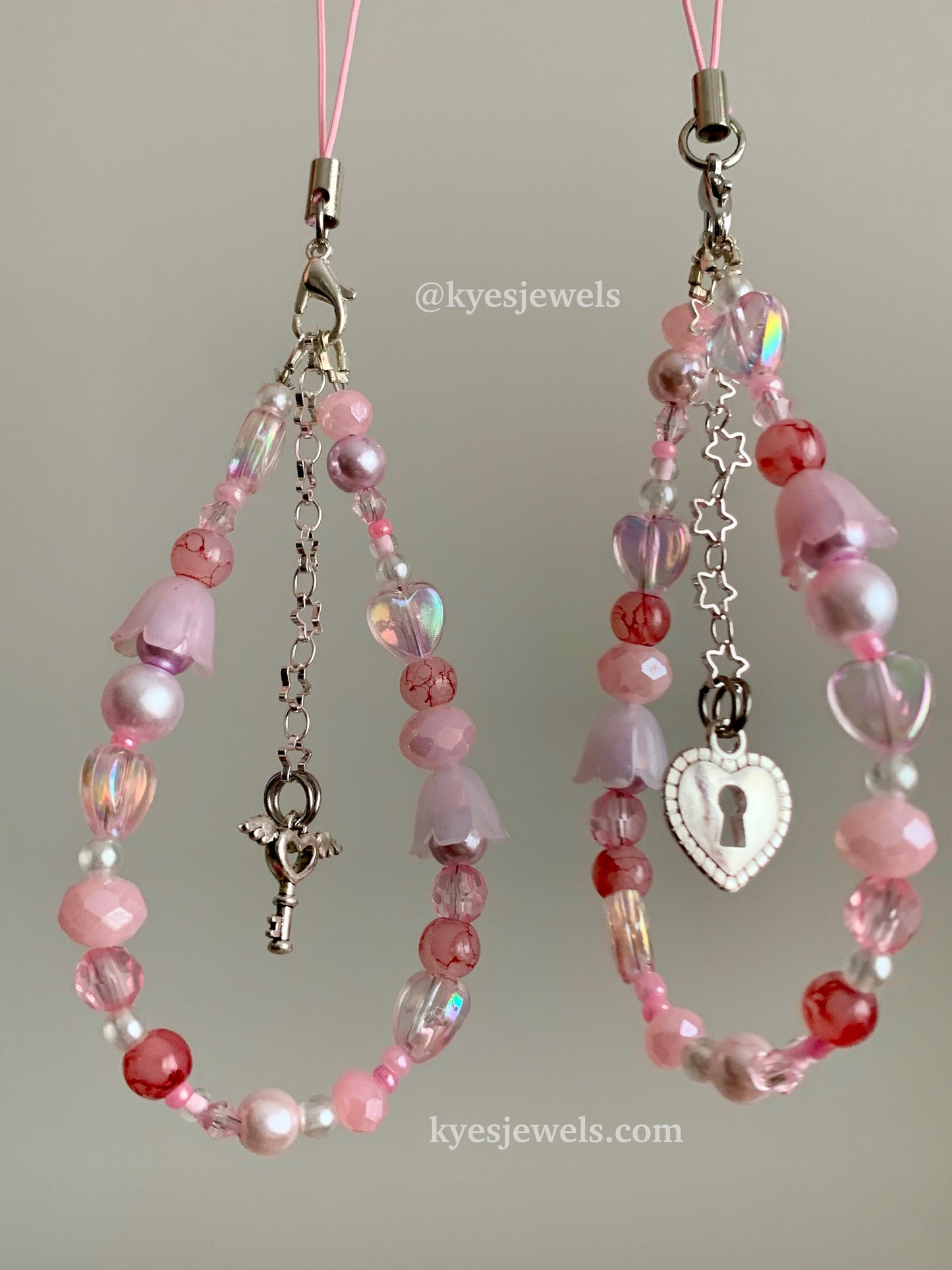 Heart Key and Locket Matching Phone Charms